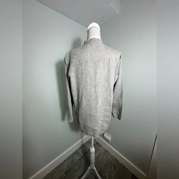 Eileen Fisher  Linen Gray Shirt Medium - Picture 4 of 11